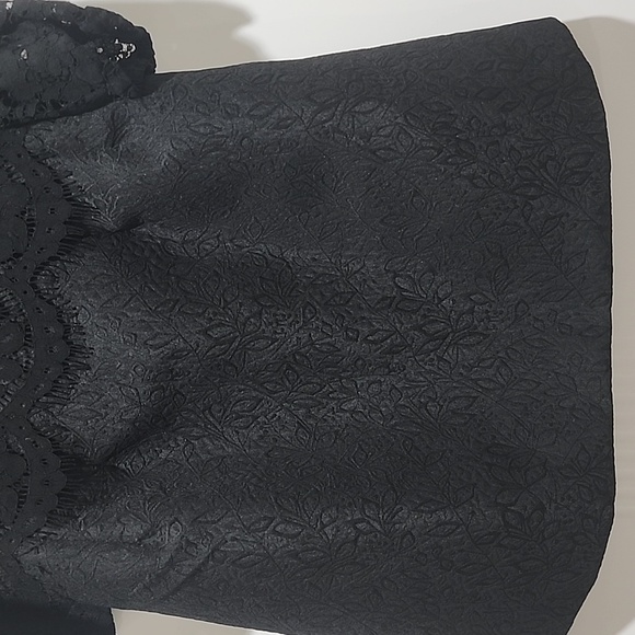 Black Lace & Jacquard Dress With Bow Designed In France For Girls Size 12 NWOT - Picture 3 of 6